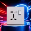 T2 -التصميمات الداخلية الداخلية المضادة للصدمات الكهربائية لمفتاح جدران USB+C المتعدد الوظائف 13A A Specification image